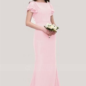 Pink bridesmaids dress w diamonds on shoulders